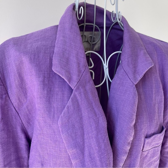 Ronny Kobo Klover Linen Blazer padded shoulder button purple lilac SZ XS lined - Picture 4 of 13